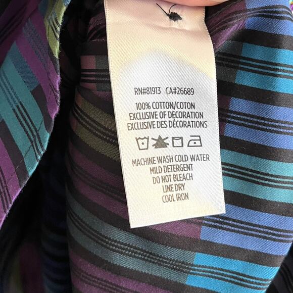 Robert Graham Purple and Teal Button Down With Embroidered Cuffs Men's Size XL - Picture 8 of 8